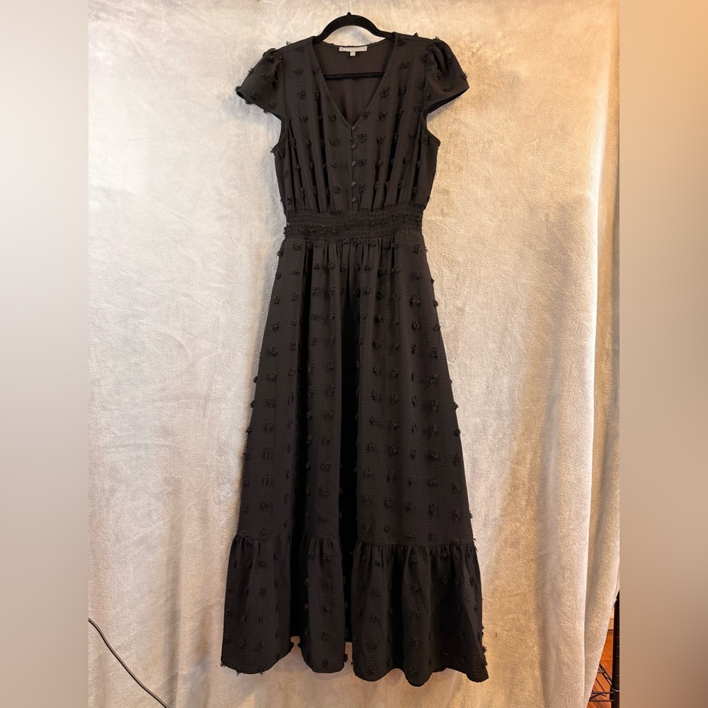 Daniel Rainn Black Textured Maxi Dress